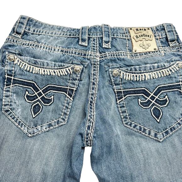 Rock Revival | Men | Duke Relaxed Straight Rocker Distressed Denim Jeans | Sz 32 - Picture 10 of 15